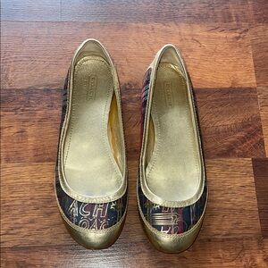 COACH gold and multicolor flats